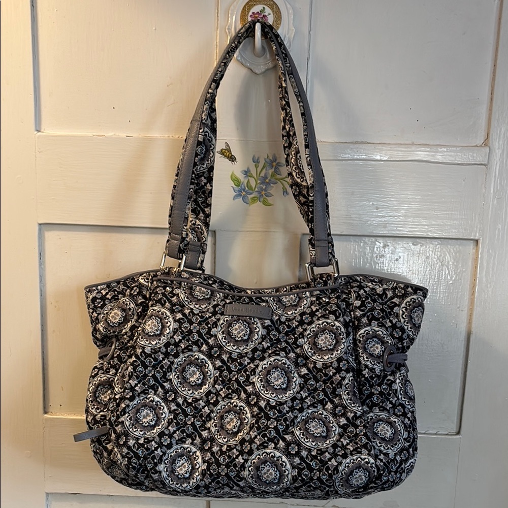Vera Bradley Gray Shoulder Bag with Floral Pattern